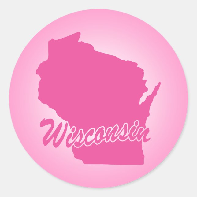 Pink State Wisconsin Classic Round Sticker (Front)