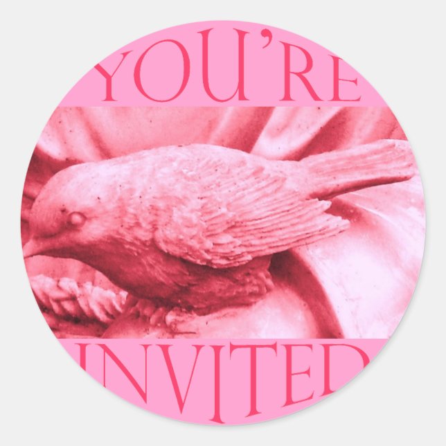Pink Statuary Bird Classic Round Sticker (Front)