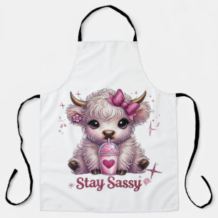 Pink, Stay Sassy, Highland Cows Apron