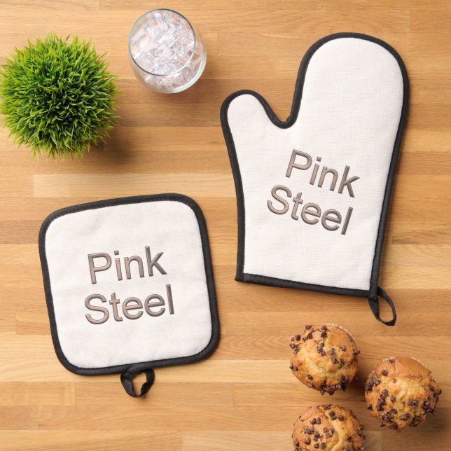 Pink Steel silicone oven mitts pot holder sets Oven Mitt & Pot Holder Set (Top Down)
