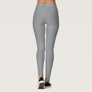 Pink Steel word gray leggings waist back