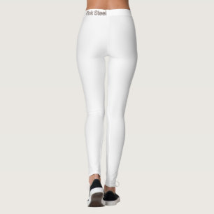 Pink Steel word white leggings waist back