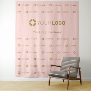 Pink Step & Repeat Logo Business Event Backdrop Tapestry