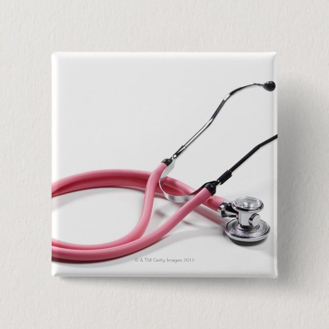 Pink Stethoscope 15 Cm Square Badge (Front)