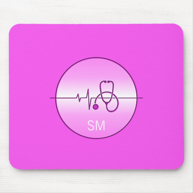 Pink Stethoscope Heartbeat Medical Mouse Pad (Front)