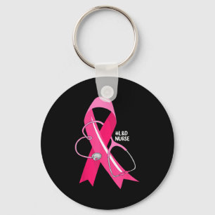 Pink Stethoscope Nurse Breast Cancer Key Ring