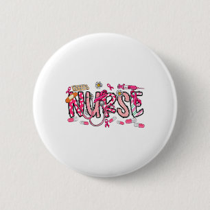 Pink Stethoscope Nurse Medical Breast Cancer Aware 6 Cm Round Badge