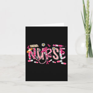 Pink Stethoscope Nurse Medical Breast Cancer Aware Card