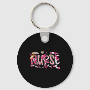 Pink Stethoscope Nurse Medical Breast Cancer Aware Key Ring