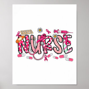 Pink Stethoscope Nurse Medical Breast Cancer Aware Poster