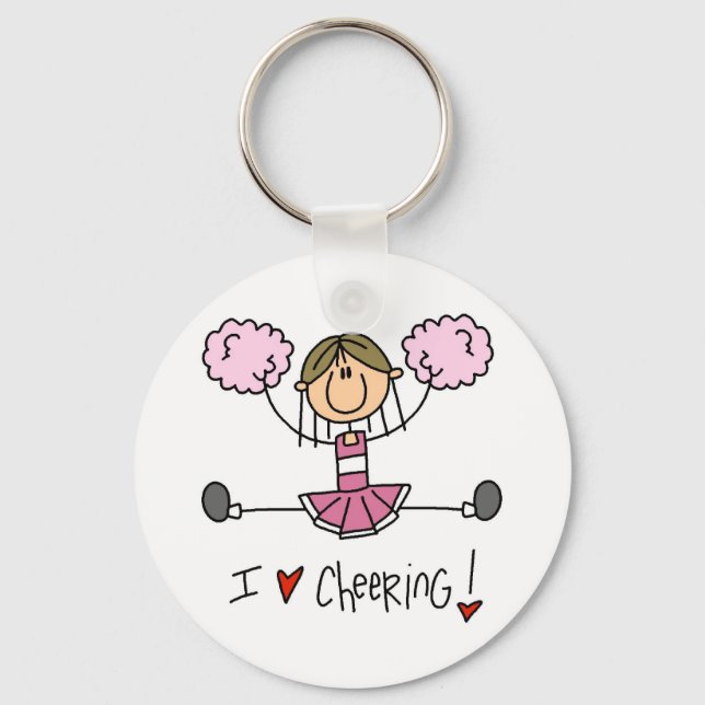 Pink Stick Figure Cheerleader T-shirts and Gifts Key Ring (Front)