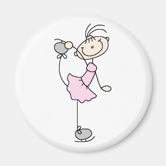 Pink Stick Figure Girl Skating Magnet (Front)