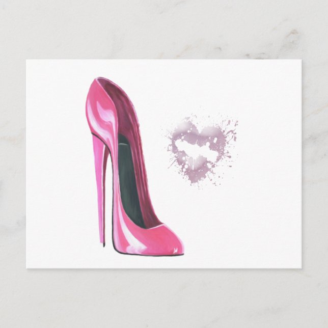 Pink Stiletto and Kiss Postcard (Front)