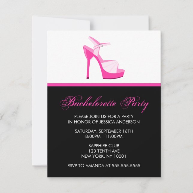 Pink Stiletto Bachelorette Party Invitation (Front)