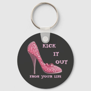 Pink Stiletto Diamonds Shoe Breast Cancer Divorce Key Ring