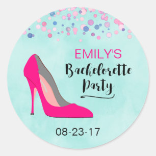Pink Stiletto Heel Bachelorette Party Classic Round Sticker