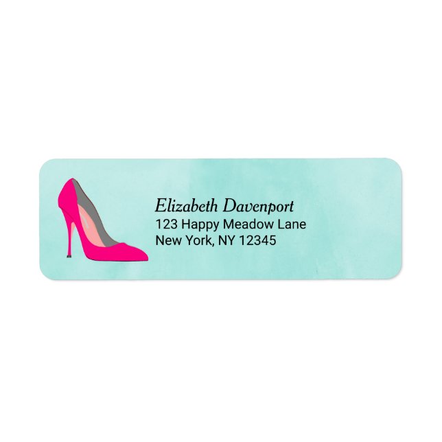Pink Stiletto Heel Return Address Label (Front)
