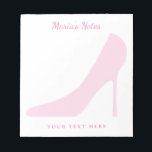 Pink stiletto high heels shoe notepad for women<br><div class="desc">Pink stiletto high heels shoe notepad for women. Personalised memo pad design for home, school or office. Make your own school / office supplies. Fun Birthday gift ideas for fashionista, influencer, girl, daughter, mum , sister, friend, coworker, teacher, ladies group, wife, wedding bride, bridesmaids etc. Customisable note pad template with...</div>