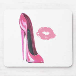 Pink Stiletto Shoe and Kiss Mouse Pad
