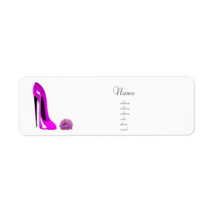Pink Stiletto Shoe and Rose Avery Label Return Address Label