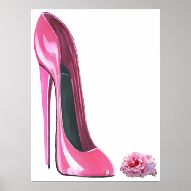Pink Stiletto Shoe and Rose Print (Front)