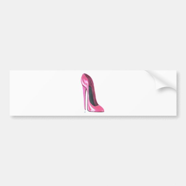 Pink Stiletto Shoe Art Bumper Sticker (Front)
