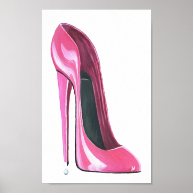 Pink Stiletto Shoe Art Poster (Front)