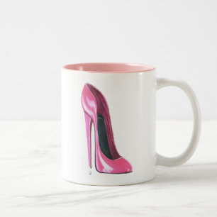 Pink Stiletto Shoe Art Two-Tone Coffee Mug