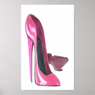 Pink Stiletto Shoes Art Poster