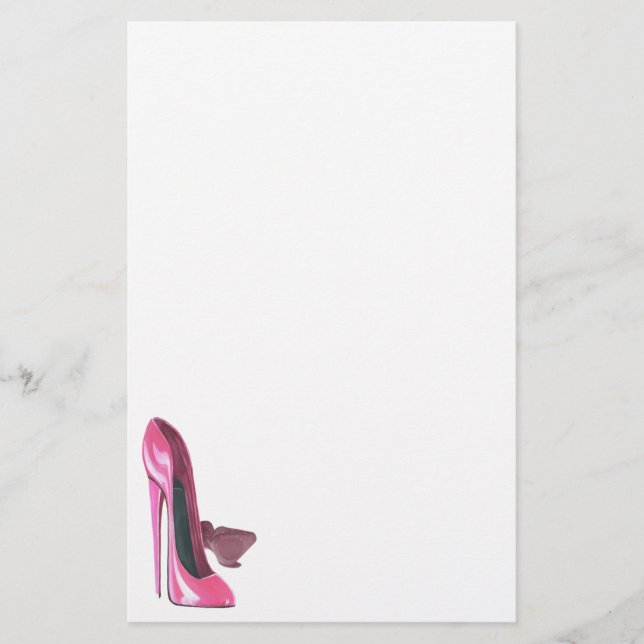 Pink Stiletto Shoes Art Stationery (Front)