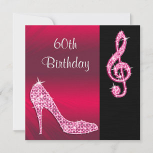 Pink Stiletto & Treble Cleft 60th Birthday Invitation