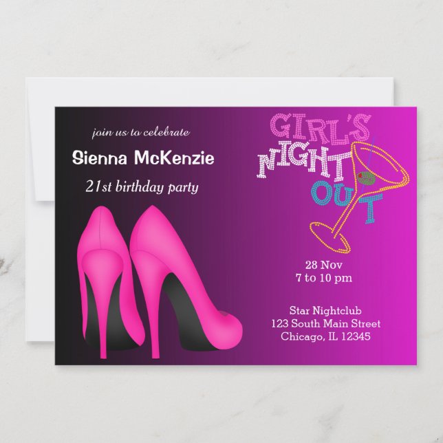 Pink Stilettos birthday Invitation (Front)