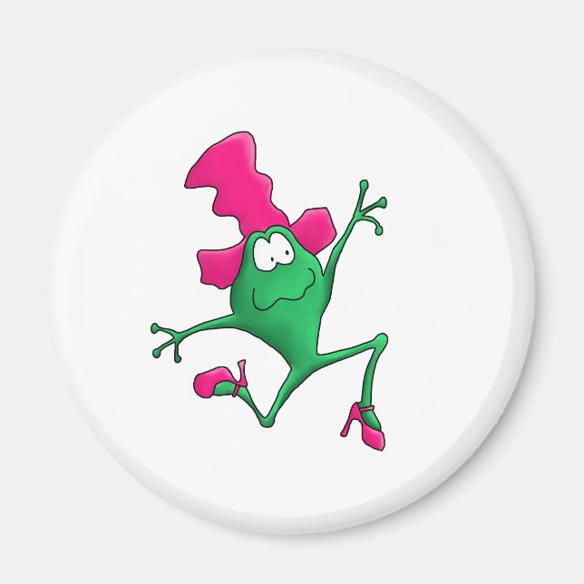 Pink Stilletto Happy Frog Magnet (Front)