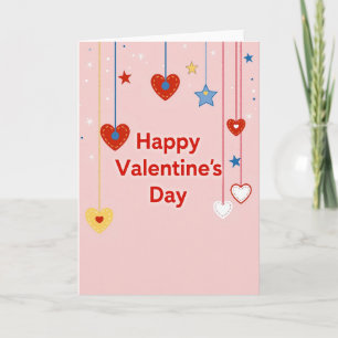 Pink Stitched Valentines Day Card