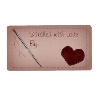 Pink "Stitched with Love" Sewing Gift Label