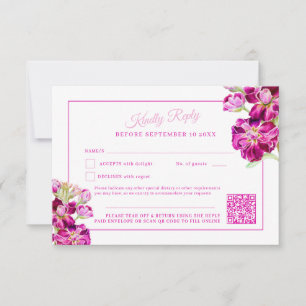 Pink stock watercolor wedding QR code RSVP Card