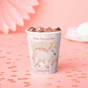Pink Stomp and Roar Dinosaur Birthday Paper Cups