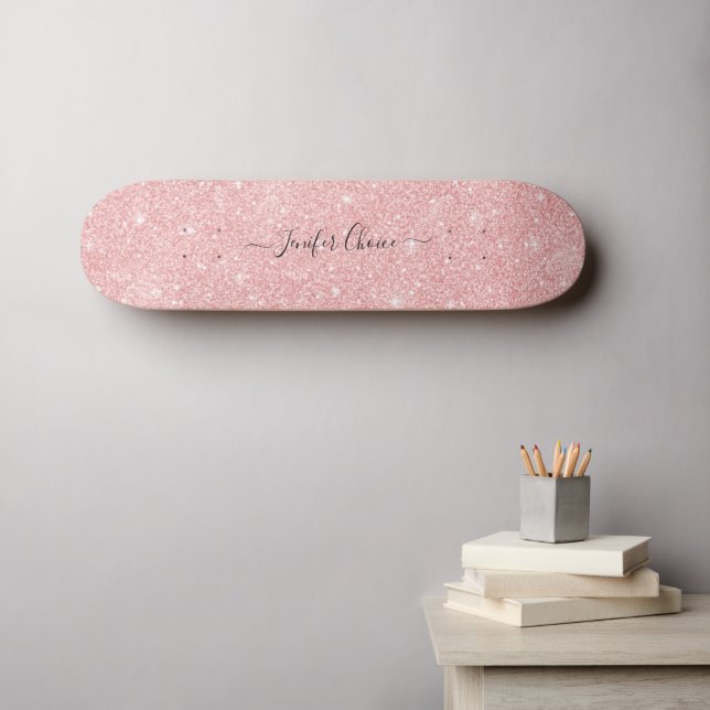 Pink Stone Glitter Custom Name  Skateboard (Wall Art (Horz))