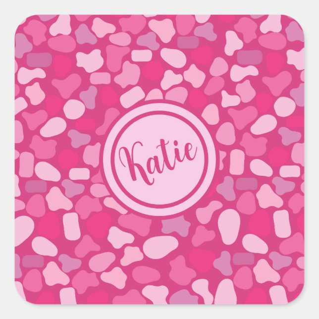 Pink Stone Pattern- Square Sticker (Front)