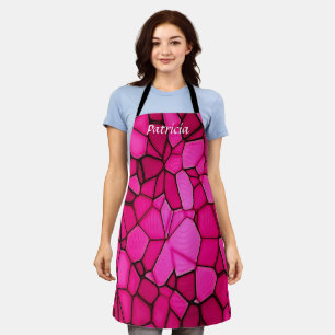 Pink stone shapes patterned apron