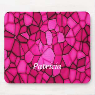 Pink stone shapes patterned mouse pad