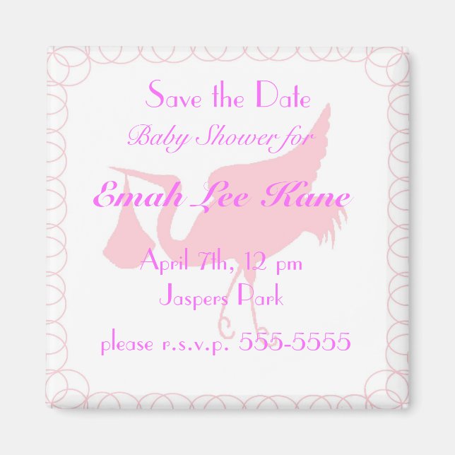Pink Stork Magnet (Front)