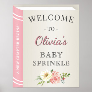 Pink Storybook Library Baby Girl Sprinkle Welcome Poster