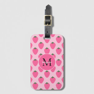 Pink Strawberries, cute customised Luggage Tag