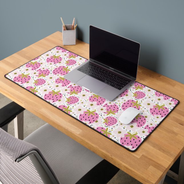 Pink Strawberries Desk Mat (Office 2)