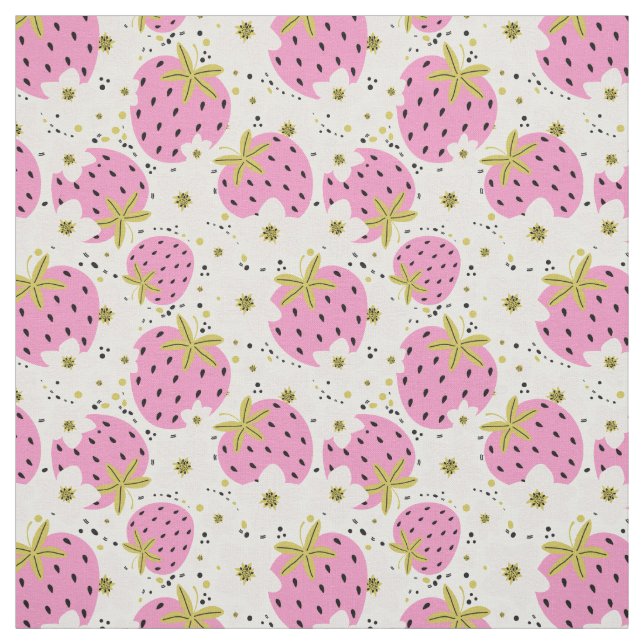 Pink Strawberries Fabric (Swatch)