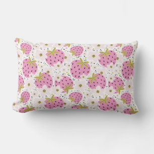Pink Strawberries Lumbar Cushion