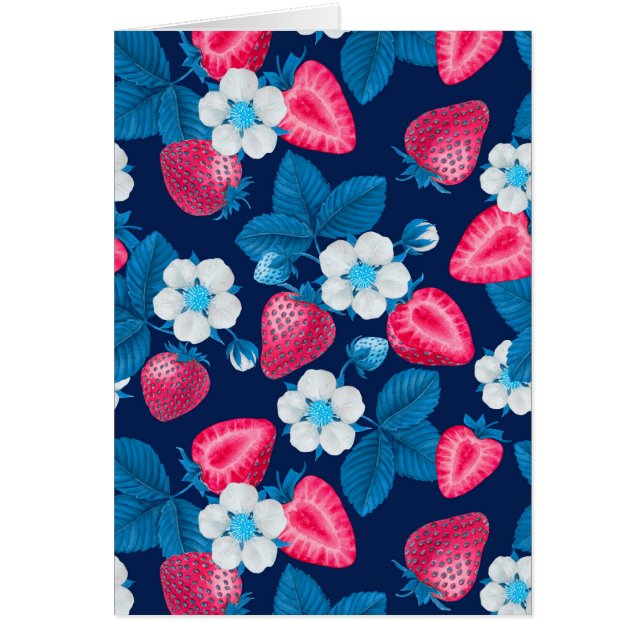 Pink strawberries on blue (Front)