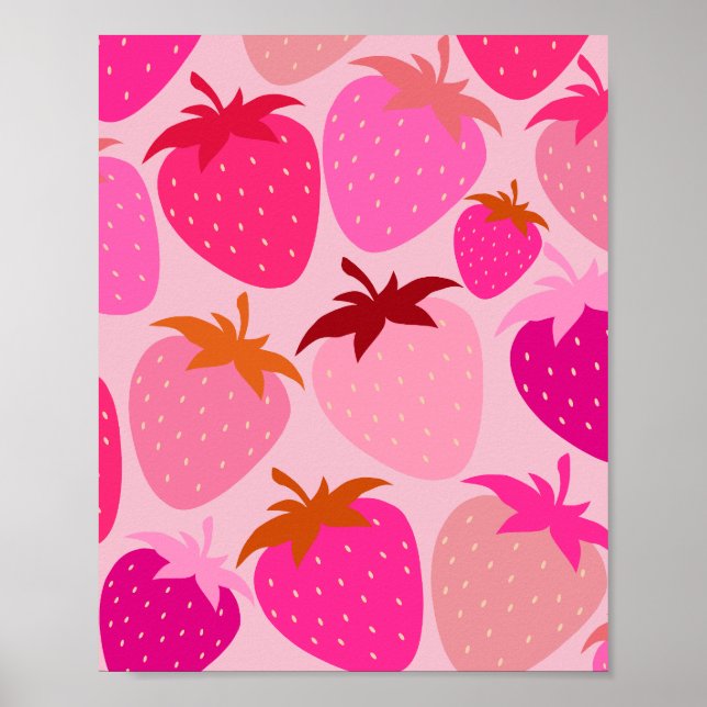 Pink Strawberries Poster (Front)