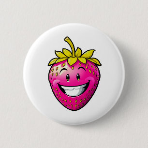 Pink Strawberry 6 Cm Round Badge